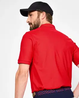 dresy Pánska golfová polokošeľa s krátkym rukávom WW500 červená