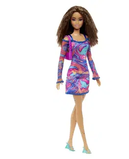 Hračky bábiky MATTEL - Barbie modelka - dúhové marble šaty