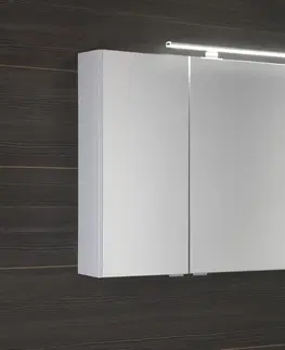 Kúpeľňový nábytok SAPHO - RIWA galérka s LED osvetlením, 3x dvierka, 121x70x17cm, biela lesk RIW120-0030