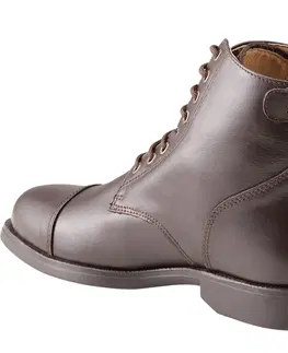 obuv Jazdecká kožená obuv 560 - perká so šnúrkami hnedá