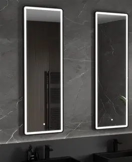 Kúpeľňa MEXEN - Coro zrkadlo s osvetlením 50 x 150 cm, LED 6000K, čierny rám 9817-050-150-611-70