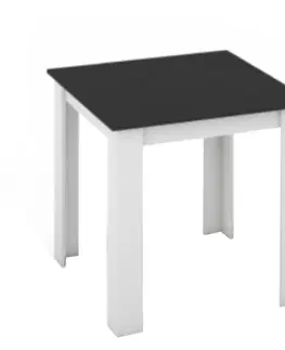 Jedálenské stoly Jedálenský stôl, biela/čierna, 80x80 cm, KRAZ