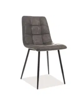 Jedálenské stoličky Signal Stolička LOOK čierny rám/sivá eko koža