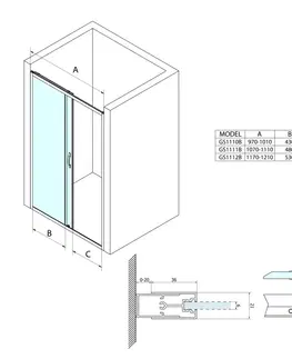 Sprchovacie kúty GELCO - SIGMA SIMPLY BLACK sprchové dvere posuvné 1100, číre sklo GS1111B