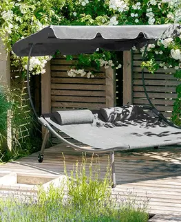 Záhradné lehátka KONDELA Multina záhradná posteľ 148x200 cm sivá