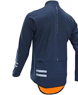 bundy a vesty Pánska cyklistická nepremokavá bunda RC500 dlhý rukáv námornícka modrá