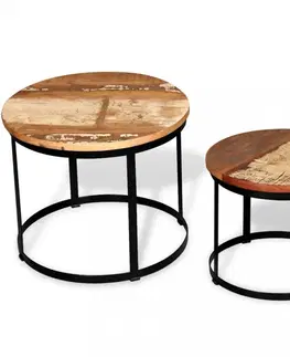 Konferenčné stolíky Konferenčný stolík 2 ks drevo / kov Dekorhome Mangovníkové drevo