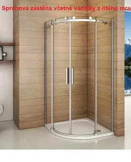 Sprchovacie kúty H K - Štvrťkruhový sprchovací kút DIAMOND S4 90 cm s dvojdielnymi posuvnými dverami L / P variant vrátane sprchovej vaničky z liateho mramoru SE- DIAMONDS490 / THOR-90Q