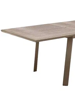 Stolčeky DEOKORK Hliníkový stôl ALORA 170/264x101 cm (šedo-hnedý)