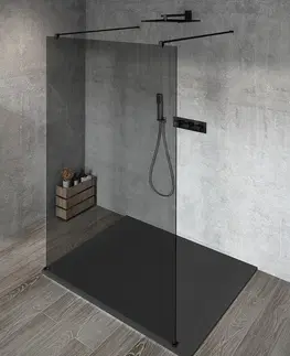 Sprchové dvere GELCO - VARIO BLACK jednodielna sprchová zástena do priestoru, dymove sklo, 700 mm GX1370GX2214