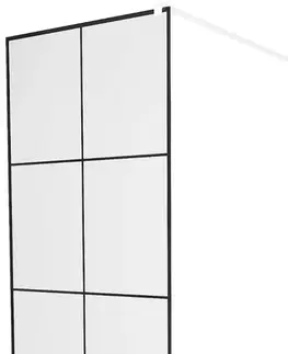 Sprchové dvere MEXEN/S - KIOTO Sprchová zástena WALK-IN 80 x 200, transparent/čierny vzor 8 mm, biela 800-080-101-20-77