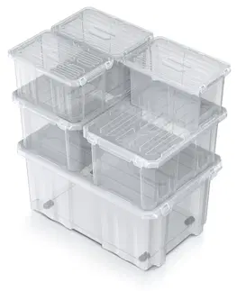 Úložné boxy NABBI NCC24 plastový úložný box na kolieskach 45 l priehľadná