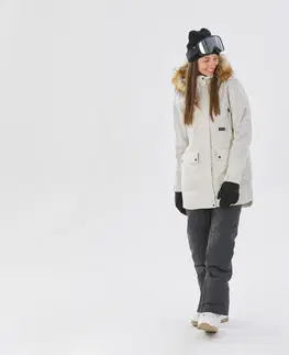 bundy a vesty Dámska snowboardová bunda SNB 500 Ziprotec béžová