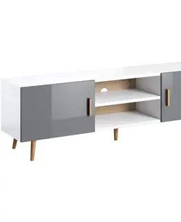 Sektorový nábytok TV stolík Brillo biela/šedá lak