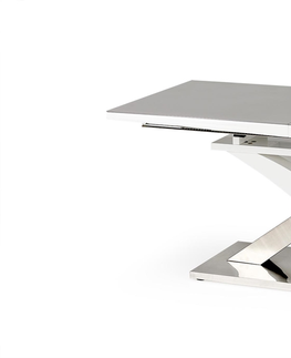Jedálenské stoly HALMAR Sandor 2 rozkladací jedálenský stôl sivý lesk / biely lesk / nerezová