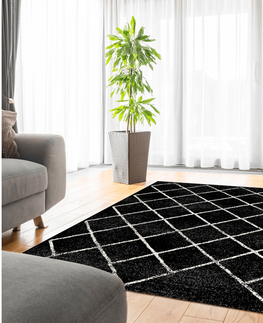 Koberce a koberčeky KONDELA Mates Typ 1 koberec 133x190 cm čierna / vzor