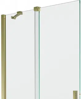 Sprchové dvere MEXEN/S - Velar Dvojkrídlová posuvná vaňová zástena 90 x 150 cm, transparent, zlatá 896-090-000-01-50