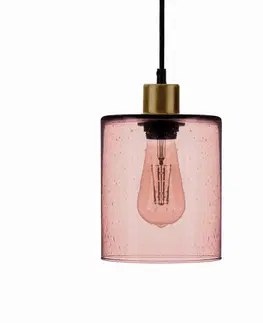 Závesné svietidlá Solbika Lighting Závesná lampa Soda s ružovým skleneným tienidlom Ø 15 cm