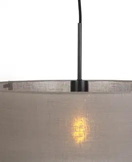 Zavesne lampy Vidiecka závesná lampa čierna s tupým odtieňom 50 cm - Combi 1