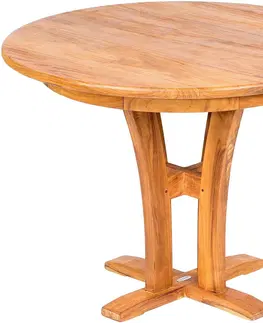 Stolčeky DEOKORK Záhradný teakový stôl DANTE ⌀ 100 cm