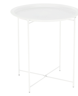 Konferenčné stolíky KONDELA Render príručný stolík s odnímateľnou táckou biela