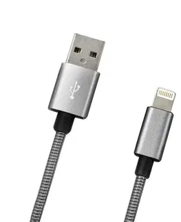 USB káble MobilNET Dátový a nabíjací kábel USBLightning, 2A, 1m, strieborný KAB-0151-USB-LIGHT