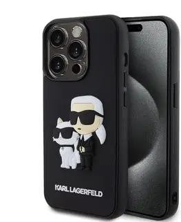 Puzdrá na mobilné telefóny Puzdro Karl Lagerfeld 3D Rubber Karl and Choupette pre Apple iPhone 13 Pro, čierne 57983116582