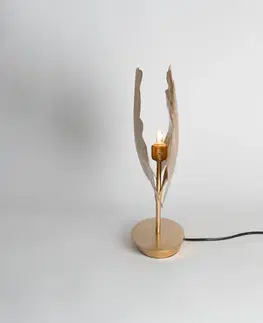 Lampy na nočný stolík Holländer Stolová lampa Ginkgo, zlatá, 36 x 34 cm