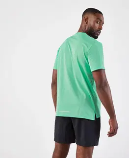 nordic walking Pánske bežecké tričko Run 500 Dry priedušné mentolovo zelené