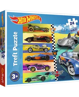 Hračky puzzle TREFL -  Puzzle 24 Maxi - Rýchle Hot Wheels / Mattel Hot Wheels