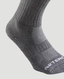 bedminton Tenisové ponožky RS 500 vysoké 3 páry sivé