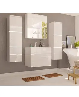 Kúpeľňový nábytok Skrinka vysoká, biela/biely extra vysoký lesk HG, MASON WH11