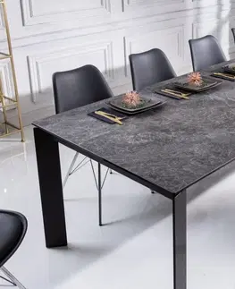 Jedálenské stoly Rozkladací jedálenský stôl LITAI Dekorhome Čierny mramor