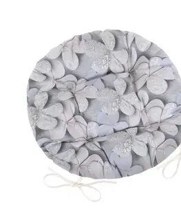 Záhradné slnečníky a doplnky Bellatex Sedák DITA okrúhly prešívaný Kvet sivá, 40 cm