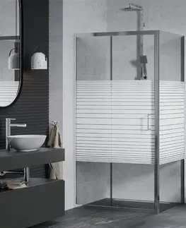 Sprchovacie kúty MEXEN/S - APIA sprchovací kút 90x80, dekor - pruhy, chróm 840-090-080-01-20