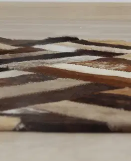 Koberce a koberčeky Luxusný kožený koberec, hnedá/čierna/béžová, patchwork, 120x180 , KOŽA TYP 2