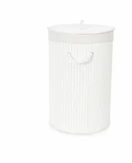Koše na bielizeň Compactor Bambusový kôš na bielizeň s vekom Compactor Bamboo - okrúhly, biely, 40 x 60 cm