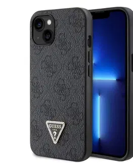 Puzdrá na mobilné telefóny Zadný kryt Guess PU 4G Strass Triangle Metal Logo pre iPhone 15 Plus, čierna 57983116615