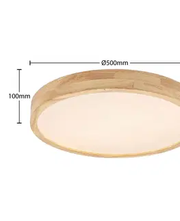 Stropné svietidlá Lindby Stropné svietidlo Lindby Lanira LED z dubového dreva, 50 cm