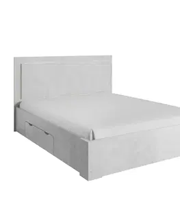 Postele Manželská posteľ 160x200cm, úložný priestor, sivý betón, ALDEN