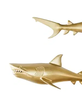 Bytové doplnky a dekorácie Nástenná dekorácia žralok DAKENTA 2 ks Dekorhome Zlatá