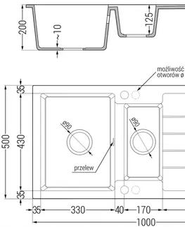 Kuchynské drezy MEXEN/S MEXEN/S - Andres granitový drez s odkvapkávačom vrátane batérie Duo, šedá 6515-71-671701-57-B