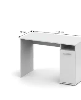 Písacie stoly PC stôl, biela,  NOKO-SINGA 21