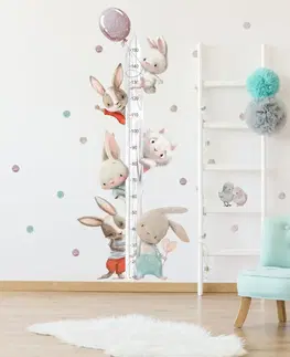 Nálepky na stenu Detský meter na stenu - Akvarelové zvieratká
