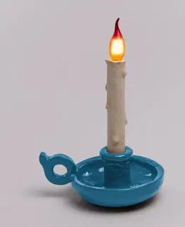 Vnútorné dekoratívne svietidlá SELETTI Stolová LED lampa Grimm Bugia tvar sviečky modrá
