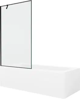 Sprchové dvere MEXEN/S - Vega obdĺžniková vaňa 150 x 70 cm s panelom + vaňová zástena 100 cm, čierna vzor 550115070X9510007070