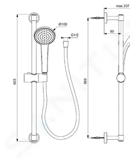 Kúpeľňa IDEAL STANDARD - Idealrain Set sprchovej hlavice, tyče a hadice, čierna BD142XG