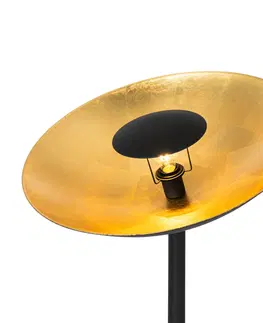 Stojace lampy Industriële vloerlamp zwart met gouden binnenkant 60 cm - Magnax