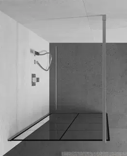 Sprchové dvere MEXEN/S - KIOTO Sprchová zástena WALK-IN 70x200 cm 8 mm, chróm, čierny vzor 1 800-070-101-01-77