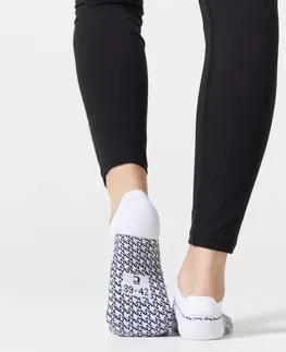 ponožky Členkové ponožky na fitnes a kardio tréning 3 páry čierno-biele s potlačou